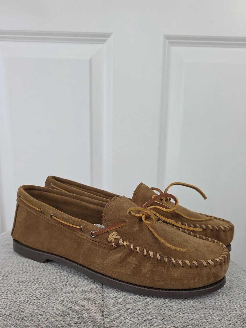 Minnetonka 747W Men's Sued Camp Moccasins In Dusty Brown Size 12 NEW IN BOX
